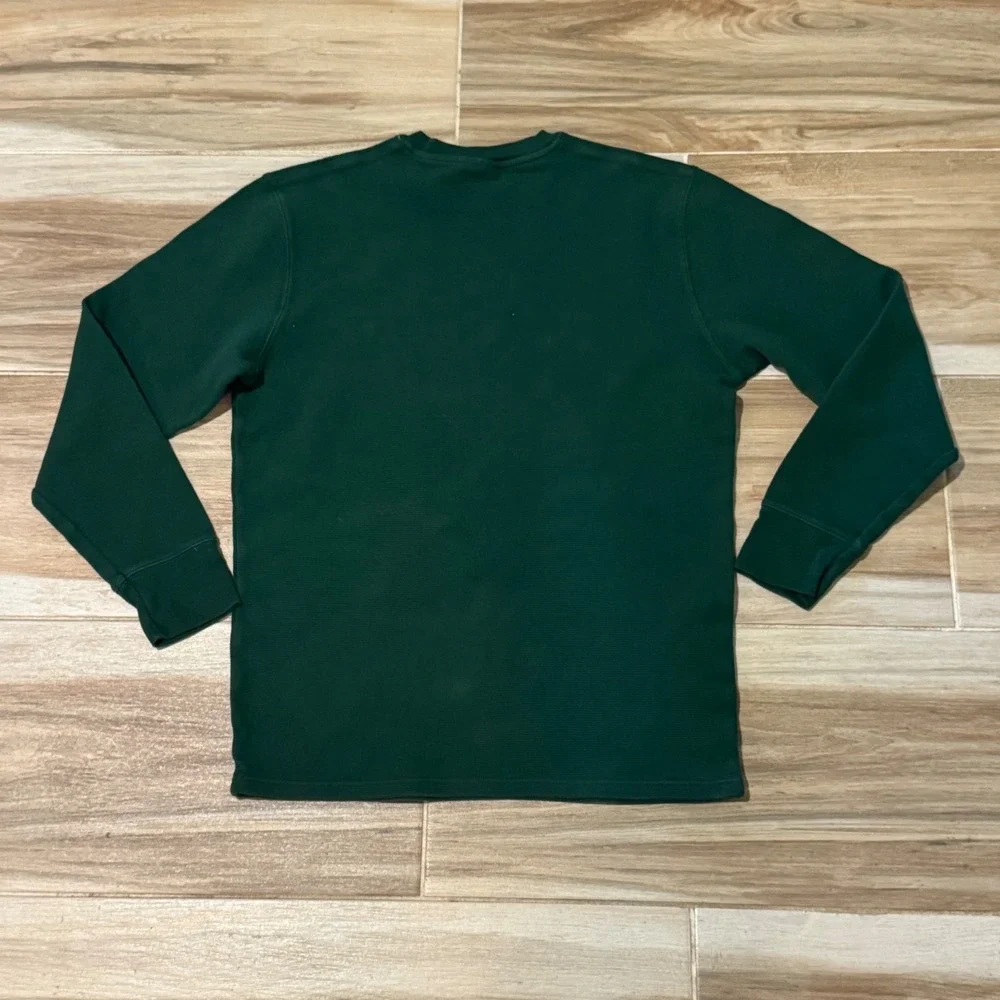 Polo Ralph Lauren Mens Waffle Knit Sleepwear Top Green Pink Pony Long Sleeve M